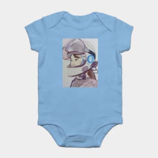 mujer con casco motociclista Baby Bodysuit